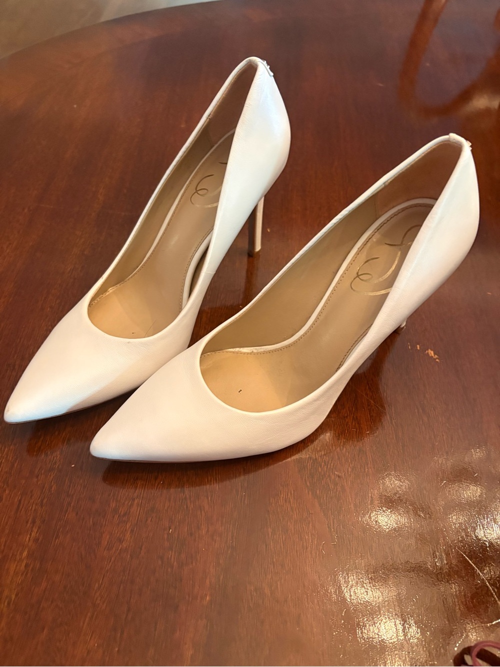 Sam Edelman White Pointed-Toe Stiletto Pumps